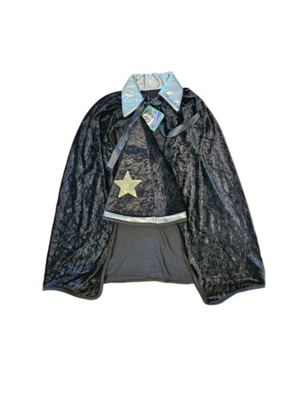 GRAND IMPOSTEURS NWT CHILD'S BLACK VELVET CAPE & HAT WIZARD COSTUME  2-6…